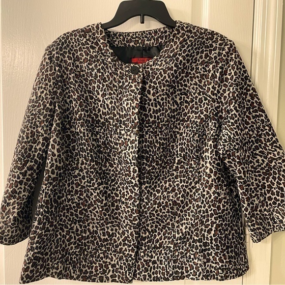 Joni B Women’s Animal Print and lined 3/4 Sleeve Blazer, Size XL - Picture 1 of 8